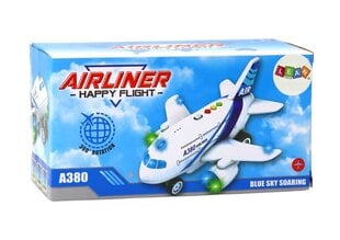 Žaislas keleivinis lėktuvas su garso ir šviesos efektais, Lean Toys, baltas kaina ir informacija | Žaislai berniukams | pigu.lt