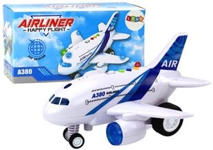 Žaislas keleivinis lėktuvas su garso ir šviesos efektais, Lean Toys, baltas kaina ir informacija | Žaislai berniukams | pigu.lt