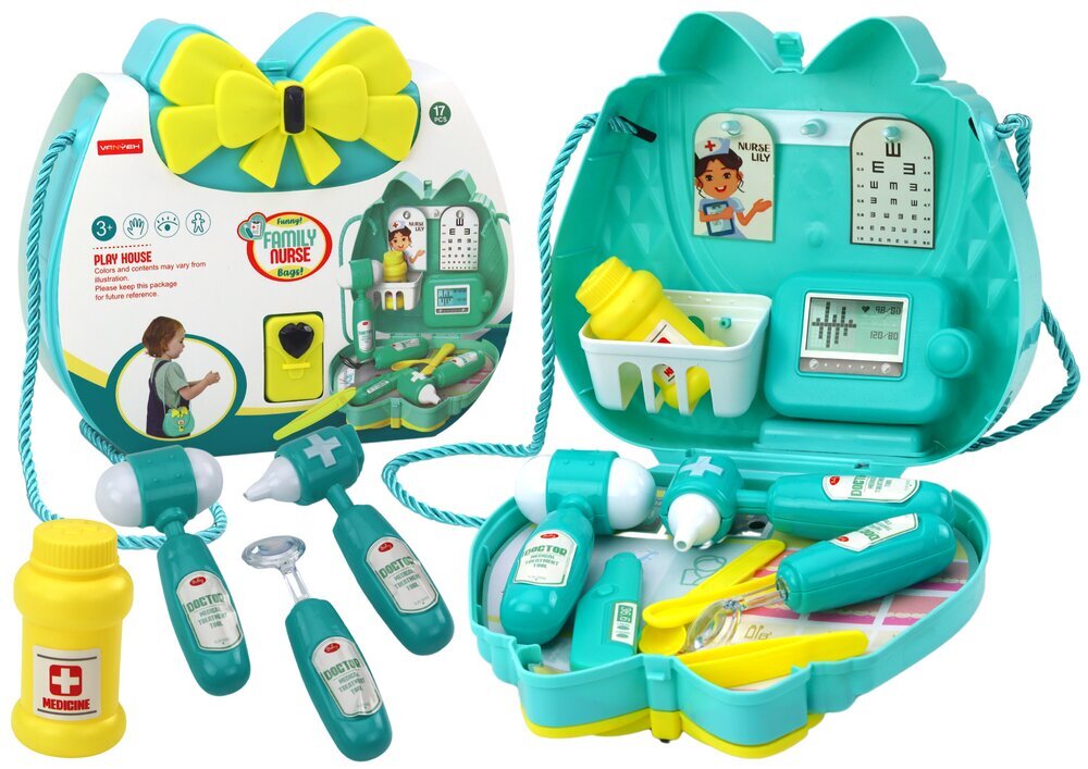 Žaislas daktaro rinkinys lagamine, žalias цена и информация | Žaislai mergaitėms | pigu.lt