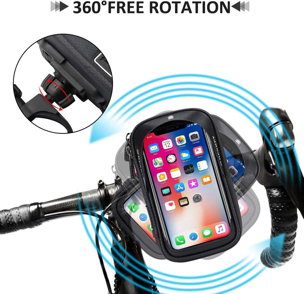 Mobiliojo telefono laikiklis dviračiams Barsi Shenkey, juodas kaina ir informacija | Krepšiai, telefonų laikikliai | pigu.lt