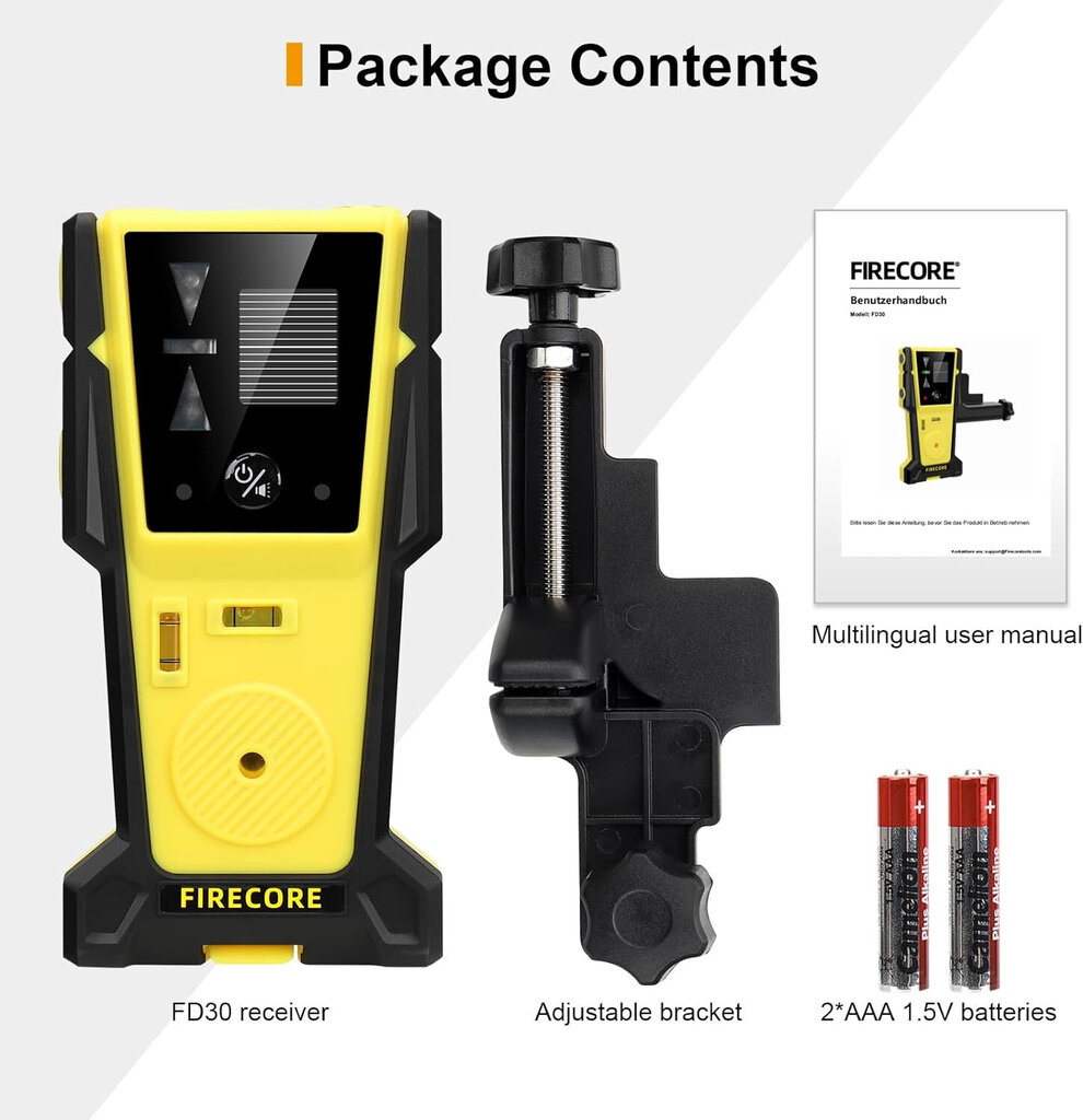 Lazerio spindulio imtuvas detektorius Firecore FD30 kaina ir informacija | Mechaniniai įrankiai | pigu.lt