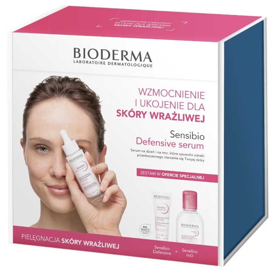 Veido priežiūros rinkinys Bioderma Sensibio: serumas 30 ml + kremas 40 ml + micelinis vanduo 100 ml kaina ir informacija | Veido aliejai, serumai | pigu.lt