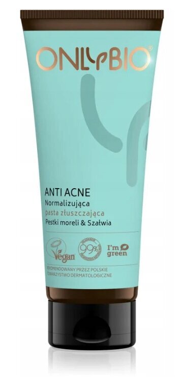 Šveičiamoji pasta nuo spuogų OnlyBio Anti Acne, 75 ml kaina ir informacija | Veido prausikliai, valikliai | pigu.lt