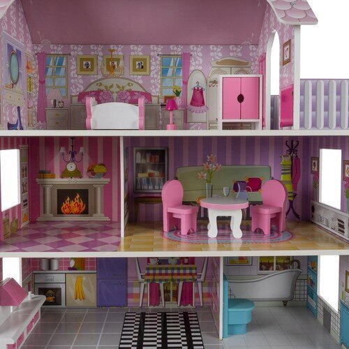 Medinis lėlių namas Berimax MLN-2, 70 cm kaina ir informacija | Žaislai mergaitėms | pigu.lt
