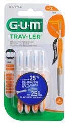 Sunstar GUM Trav-Ler, межзубные щетки 0,9 мм 1412, 4 шт. цена и информация | Зубные щетки, пасты | pigu.lt