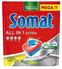 Somat indaplovių tabletės citrinų ir laimo kvapo, 76 vnt цена и информация | Средства для мытья посуды | pigu.lt