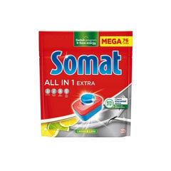 Средство Somat All in 1 Extra Tabletki для посудомоечных машин Лимон и Лайм, 76 шт. цена и информация | Средства для мытья посуды | pigu.lt