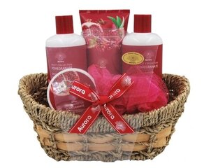 Rinkinys Aurora Exotic Crush Pomegranate: dušo želė, 300 ml + šampūnas, 300 ml + kūno šveitiklis, 50 ml + kūno balzamas, 180 ml + kempinė kaina ir informacija | Kūno kremai, losjonai | pigu.lt