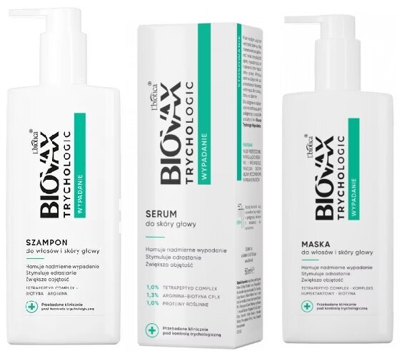 Rinkinys nuo plaukų slinkimo Biovax Trychologic moterims: šampūnas 200 ml + serumas 50 ml + kaukė 200 ml kaina ir informacija | Šampūnai | pigu.lt