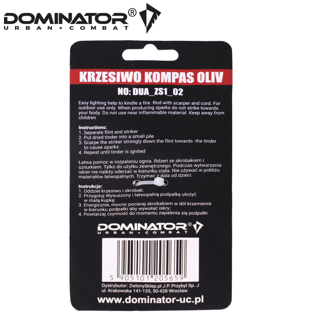 Ugnies įdegėjas su kompasu Dominator Urban Combat, 7x0.8cm kaina ir informacija | Kitas turistinis inventorius | pigu.lt