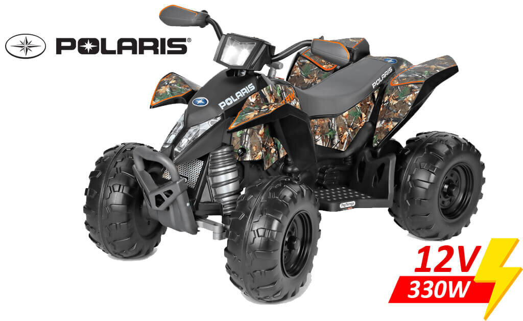 Vienvietis vaikiškas elektrinis keturratis Peg Perego Polaris Outlaw Camo, juodas kaina ir informacija | Elektromobiliai vaikams | pigu.lt