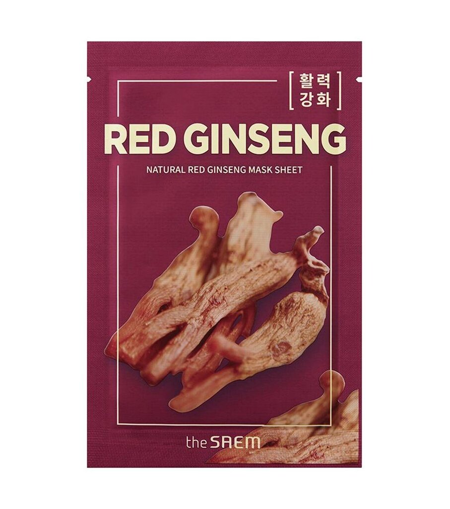 Lakštinė veido kaukė The Saem Natural Red Ginseng, 21 ml kaina ir informacija | Veido kaukės, paakių kaukės | pigu.lt