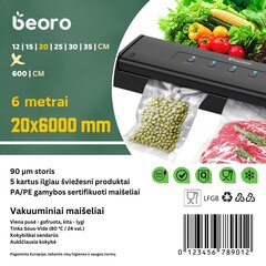 Пищевой вакуум / вакуумные пакеты 20x600 / 200x6000 (6 метров) цена и информация | Вакууматоры | pigu.lt