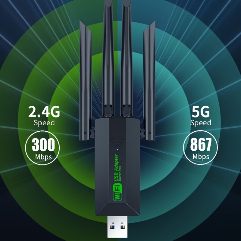 Dviejų juostų USB belaidžio tinklo plokštė. Belaidis „Wi-Fi“ imtuvas su 2.4G/5G ryšiu kaina ir informacija | Adapteriai, USB šakotuvai | pigu.lt