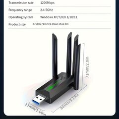 Dviejų juostų USB belaidžio tinklo plokštė. Belaidis „Wi-Fi“ imtuvas su 2.4G/5G ryšiu kaina ir informacija | Adapteriai, USB šakotuvai | pigu.lt