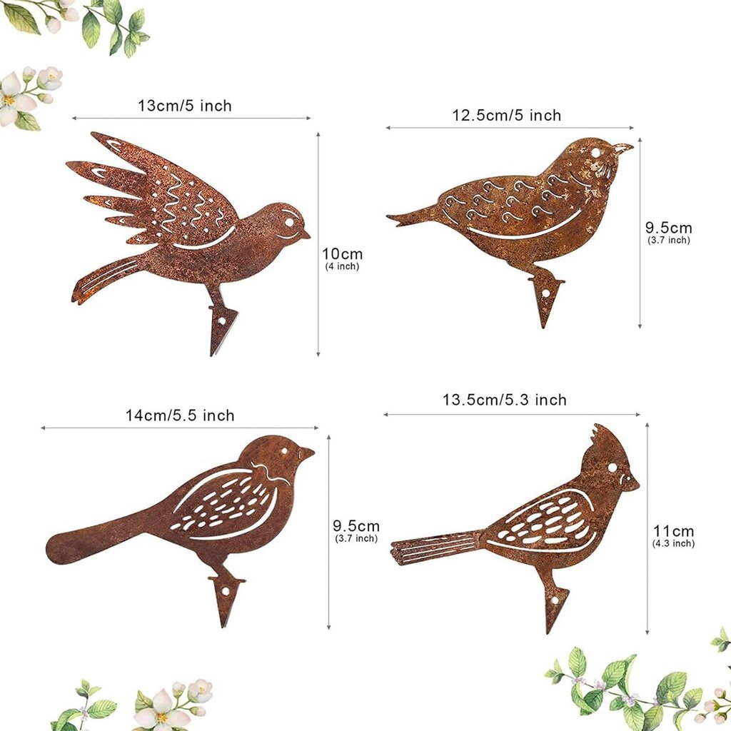 Sodo dekoratyviniai papuošalai paukščių formos Unpotent, 4 vnt. kaina ir informacija | Sodo dekoracijos | pigu.lt