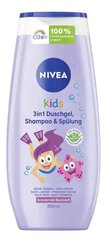 Šampūnas ir dušo želė vaikams Nivea 3in1, 250 ml цена и информация | Косметика для мам и детей | pigu.lt