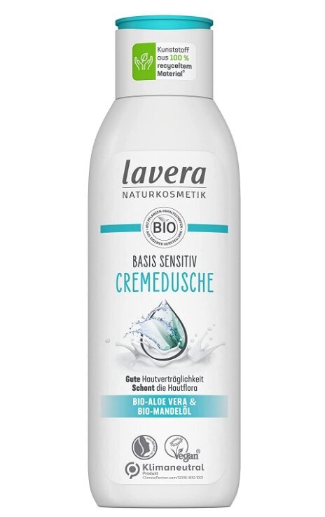 Dušo kremas Lavera Basis Sensitiv Bio Aloe Vera & Bio-Mandelol, 250 ml цена и информация | Dušo želė, aliejai | pigu.lt