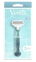 Skustuvas moterims Gillette Venus Smooth + 2 skutimosi galvutės kaina ir informacija | Skutimosi priemonės ir kosmetika | pigu.lt