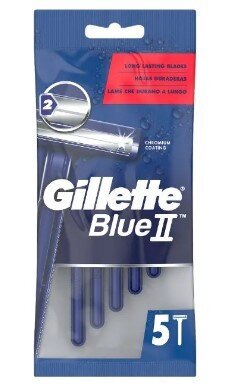 Skustuvas Gillette Blue II, 5 vnt. kaina ir informacija | Skutimosi priemonės ir kosmetika | pigu.lt