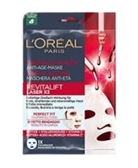 Lakštinė veido kaukė nuo raukšlių L'oreal Revitalift Laser X3 Triple Action, 1 vnt. kaina ir informacija | Veido kaukės, paakių kaukės | pigu.lt