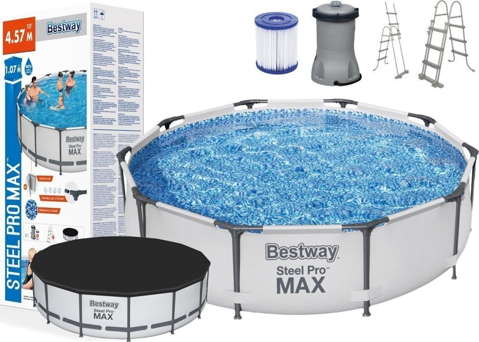 Baseinas Bestway 56488 Steel Pro Max 457x107cm, su filtru цена и информация | Baseinai | pigu.lt