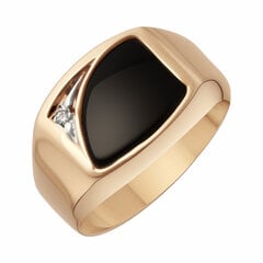 Золотое кольцо с ониксом и цирконом Brasco 8099 8099-20.5 цена и информация | Мужские украшения | pigu.lt