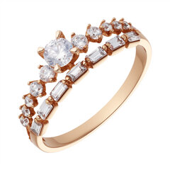 Золотое кольцо с цирконами Brasco 52612 52612-18 цена и информация | Кольца | pigu.lt