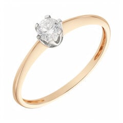 Золотое кольцо с цирконом Brasco 57513 57513-18 цена и информация | Кольца | pigu.lt