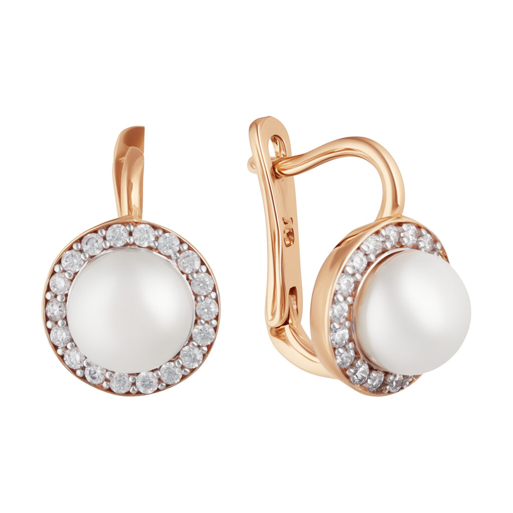 Auksiniai auskarai su perlais ir cirkoniais Brasco 58330 kaina ir informacija | Auskarai | pigu.lt