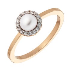 Золотое кольцо с жемчугом и цирконами Brasco 58438 58438-19 цена и информация | Кольца | pigu.lt