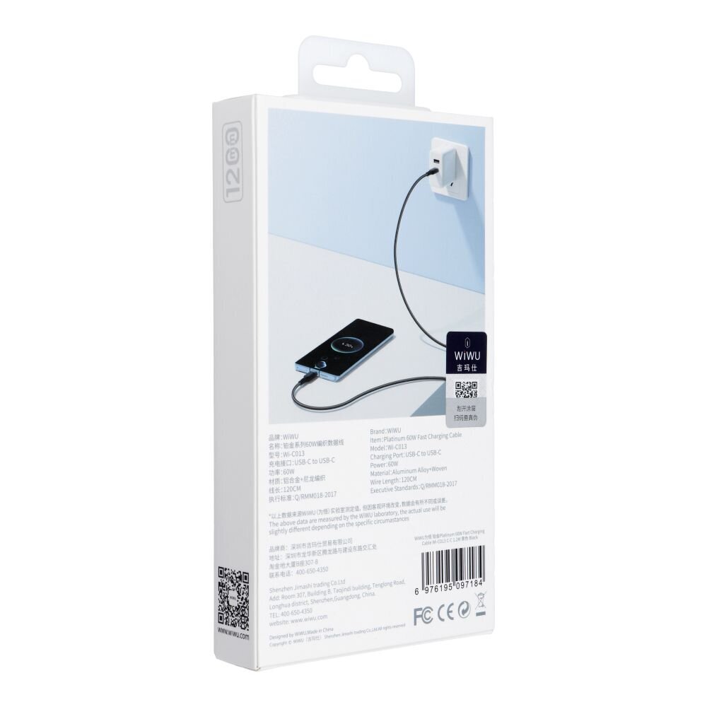 WiWU USB-C, 1.2 m цена и информация | Kabeliai ir laidai | pigu.lt