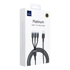 WiWU USB-A/USB-C/Micro USB/Lightning, 1.2 m цена и информация | Кабели и провода | pigu.lt