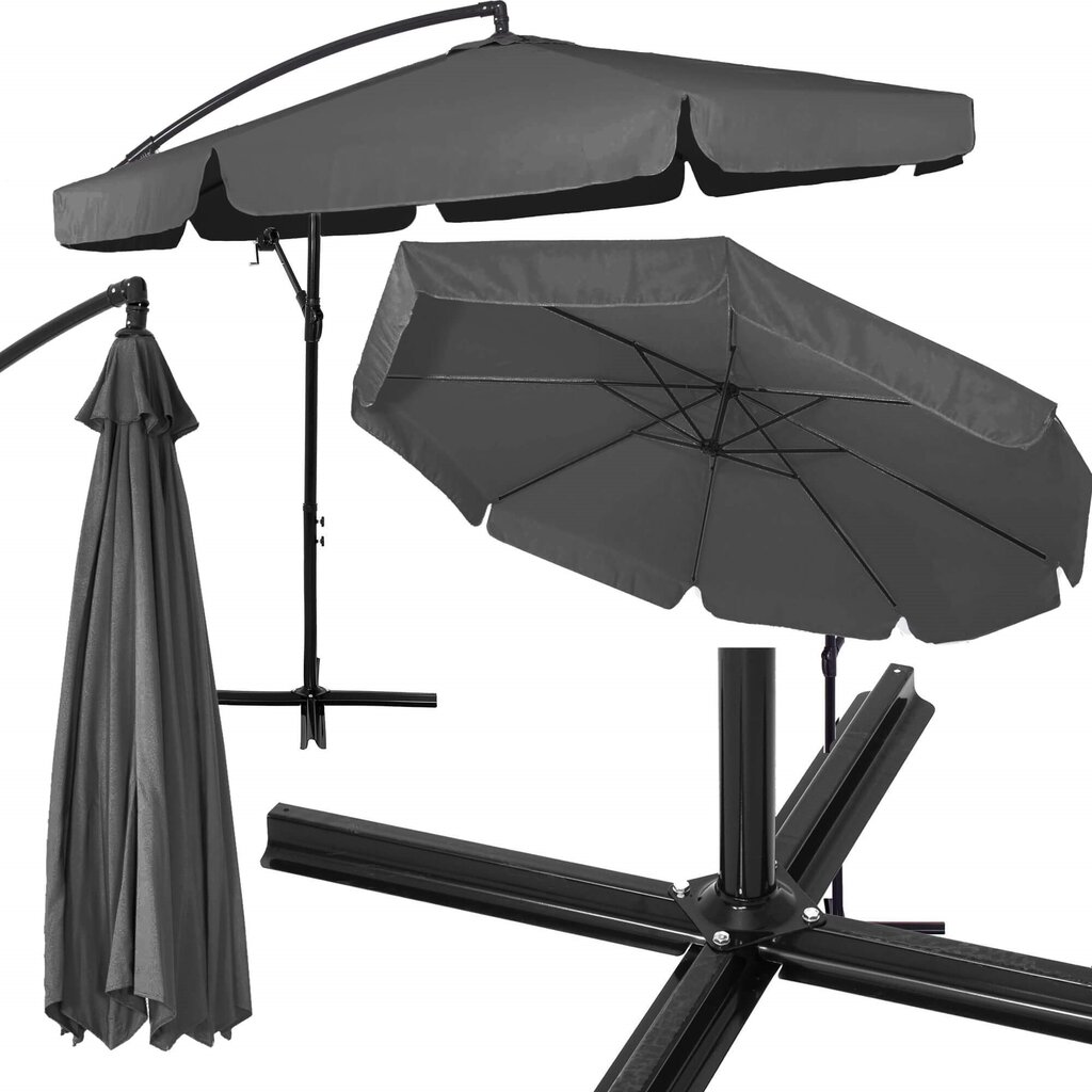 Sodo skėtis Springos GU0041, 300 cm, pilkas цена и информация | Skėčiai, markizės, stovai | pigu.lt