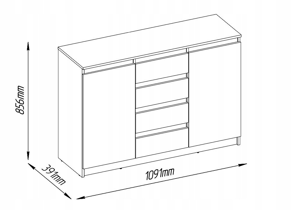 Komoda Target Home 2d 4s, balta kaina ir informacija | Komodos | pigu.lt