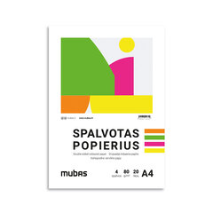 Spalvotas popierius Mubas A4, 80 gsm, 20 lapų kaina ir informacija | Sąsiuviniai ir popieriaus prekės | pigu.lt