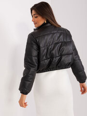 Черная короткая зимняя куртка из экологической кожи. цена и информация | Женские куртки | pigu.lt