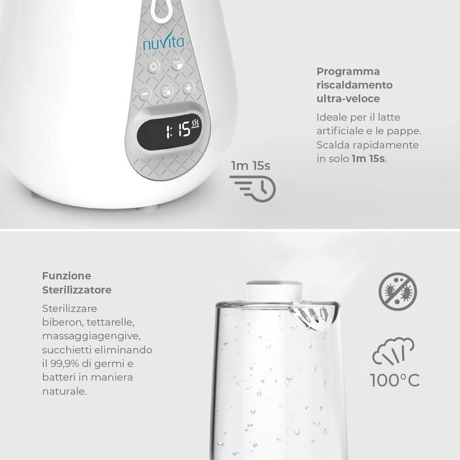 Ultragarsinis pieno šildymo prietaisas Nuvita 1170, baltas kaina ir informacija | Maisto gamybos prietaisai | pigu.lt