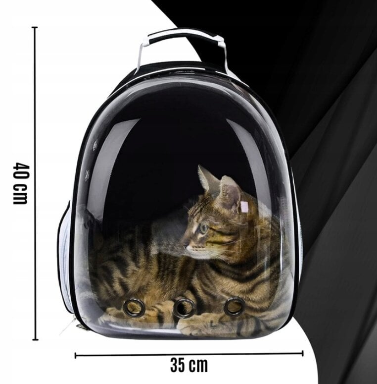 Transportavimo kuprinė katėms, 35x40x22 cm, juoda kaina ir informacija | Transportavimo narvai, krepšiai | pigu.lt