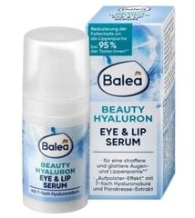 Paakių ir lūpų serumas Balea Beauty Hyaluron Eye & Lip Serum, 15 ml kaina ir informacija | Paakių kremai, serumai | pigu.lt