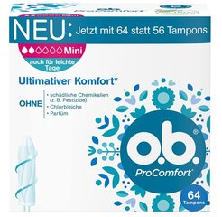 Tamponai o.b. Tampons ProComfort Mini, 64 vnt. kaina ir informacija | Tamponai, higieniniai paketai, įklotai | pigu.lt