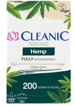 Kosmetiniai vatos krapštukai Cleanic Naturals Hemp Paper Sticks 200 vnt kaina ir informacija | Vatos gaminiai, drėgnos servetėlės | pigu.lt