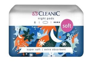 Higieniniai naktiniai paketai Cleanic Super Soft. 8 vnt. цена и информация | Тампоны, гигиенические прокладки для критических дней, ежедневные прокладки | pigu.lt