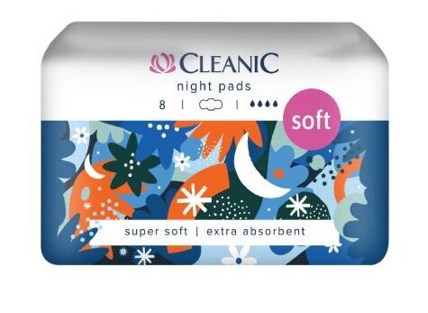 Higieniniai naktiniai paketai Cleanic Super Soft. 8 vnt. kaina ir informacija | Tamponai, higieniniai paketai, įklotai | pigu.lt