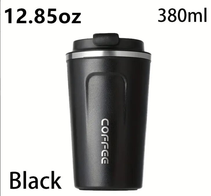Kavos puodelis, 380 ml, juodas kaina ir informacija | Termosai, termopuodeliai | pigu.lt