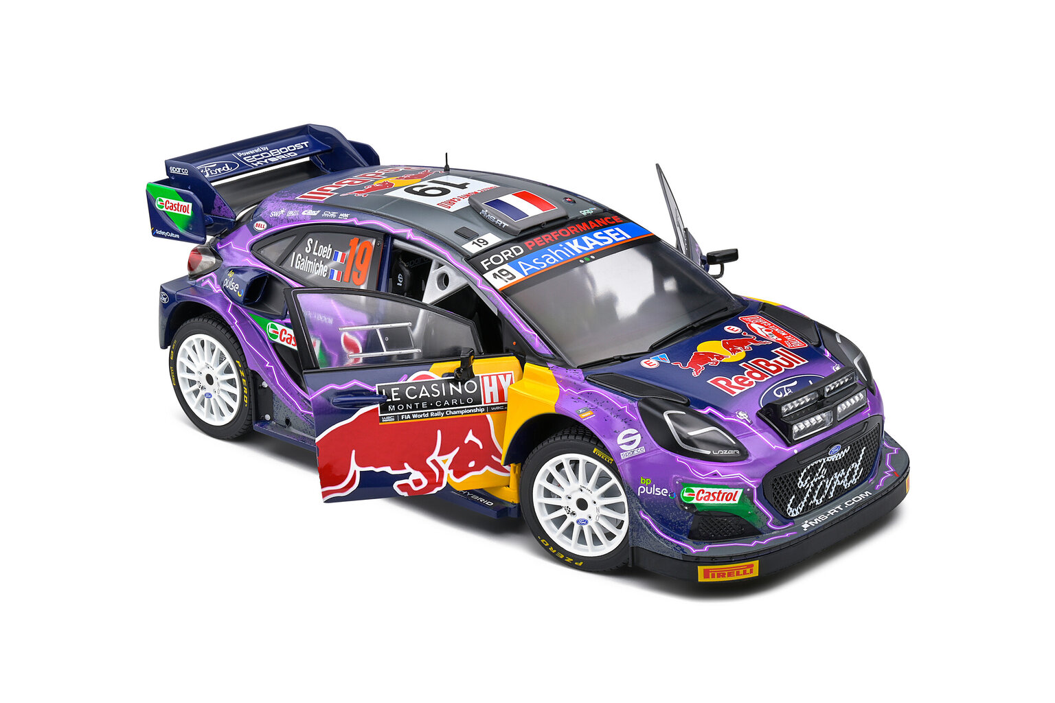 Kolekcinis modeliukas Ford Puma Rally1 Hybrid 1:18, violetinis kaina ir informacija | Kolekciniai modeliukai | pigu.lt