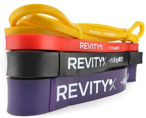 Pasipriešinimo gumų rinkinys treniruotėms Revity, 4 vnt, įvairių spalvų цена и информация | Фитнес-резинки, гимнастические кольца | pigu.lt
