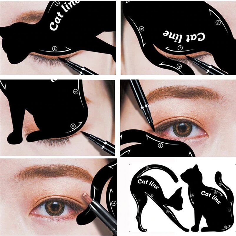 Daugiafunkcinis akių dažymo šablonas Cat Eye Card, 2 vnt. цена и информация | Makiažo šepetėliai, kempinėlės | pigu.lt