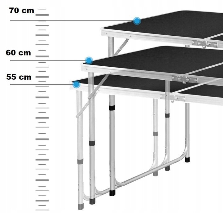 Sulankstomas turistinis stalas ir 4 kėdės Garden Party, juodas, 120-70 cm kaina ir informacija | Turistiniai baldai | pigu.lt