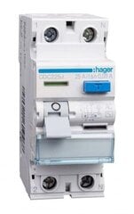 Автоматический выключатель остаточного тока CDC225J 25A 30mA AC 2P Hager цена и информация | Выключатели, розетки | pigu.lt